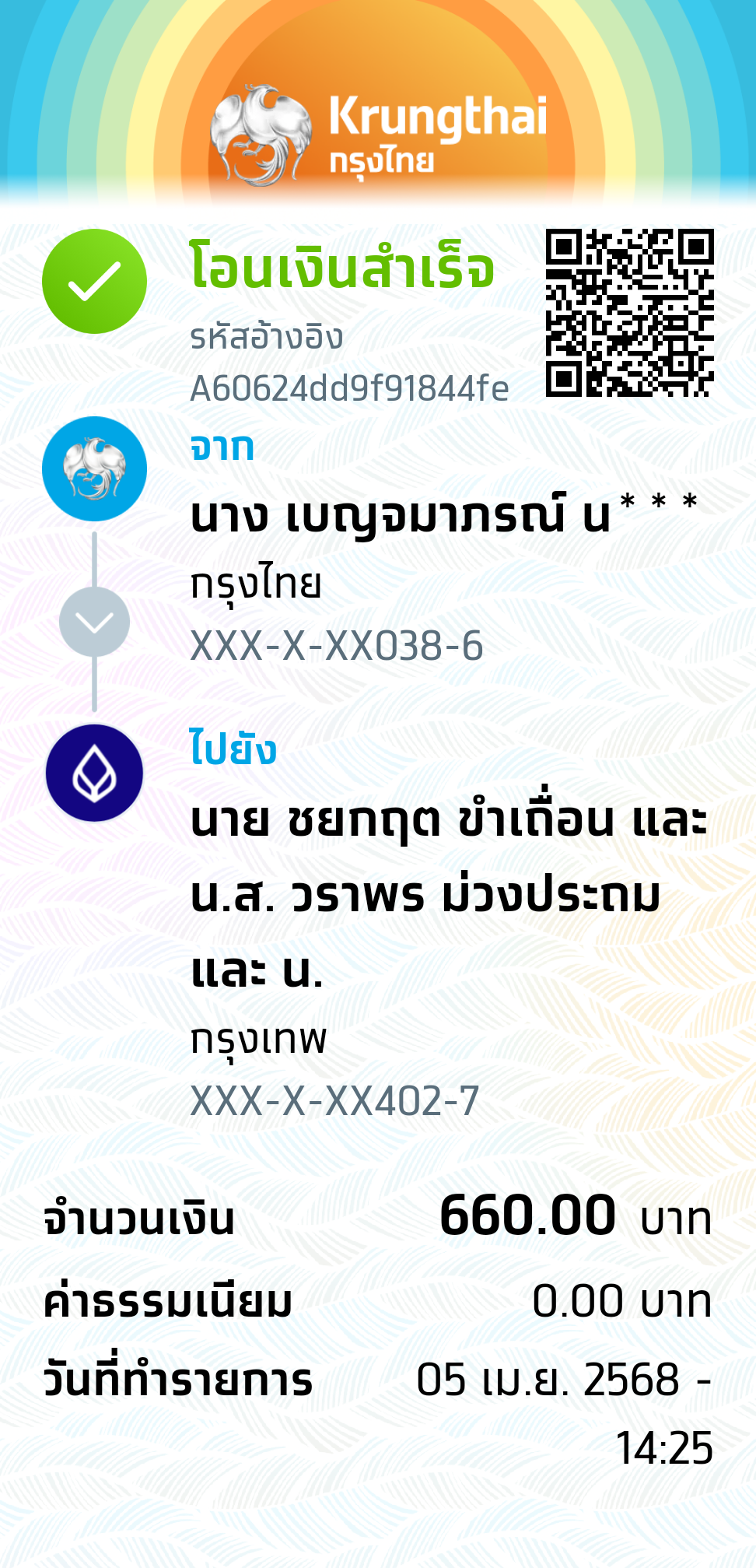 หลักฐานการโอนเงิน